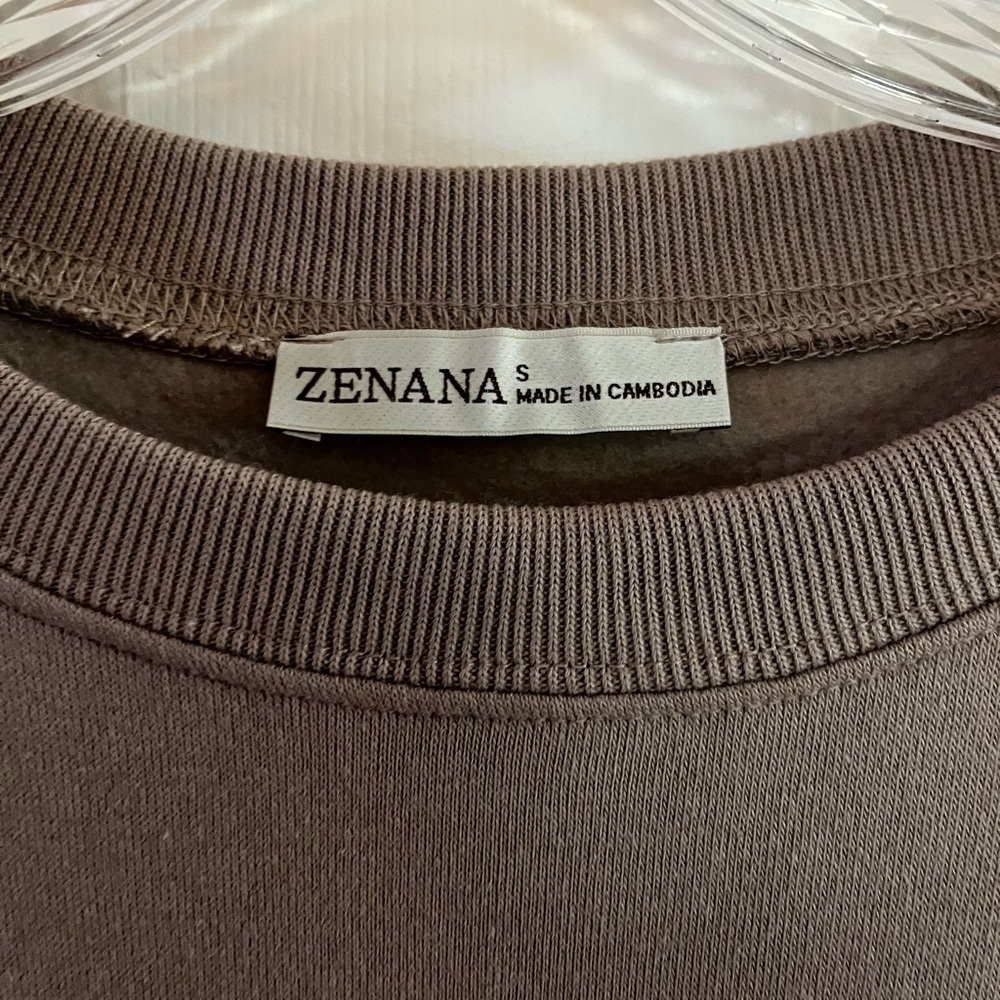 Zenana/women’s NWOT Cocoa Boyfriend Crewneck Top Size S - Picture 6 of 7